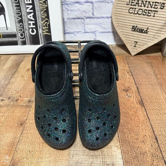 Crocs Classic Lined Glitter Clogs Fuzzy Slippers Size Men’s 7 Womens 9 - Picture 9 of 9